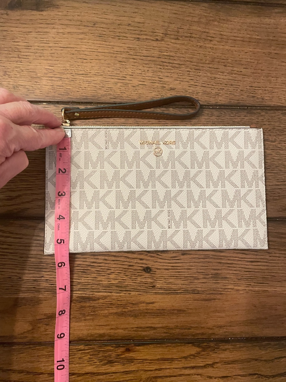 NWOT Michael Kors MK Jet Set Wristlet Clutch Wallet Tan Leather Strap - Picture 6 of 7